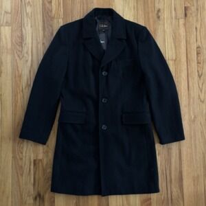 Cole Haan Men's Small Black Wool Blend Overcoat 42R Classic Coat Style New WFlaw